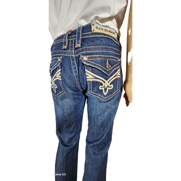 Rock Revival Jamie Bootcut Jeans Distress Size 32x36 EUC - Picture 7 of 10